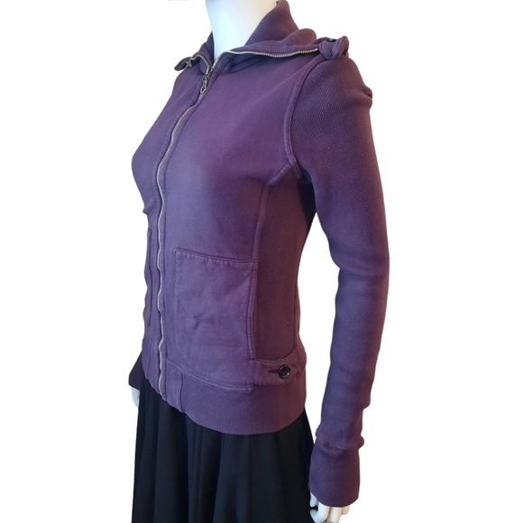 CITIZENS OF HUMANITY Zip Up Cotton Jersey Knit Rolled Collar Jacket Sz M Purple - Picture 3 of 11